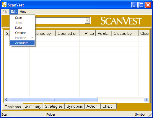 Opening the Accounts screen in <?php echo $sv ?>